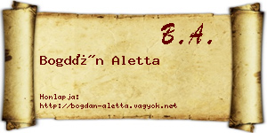 Bogdán Aletta névjegykártya