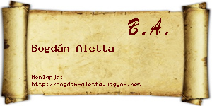Bogdán Aletta névjegykártya